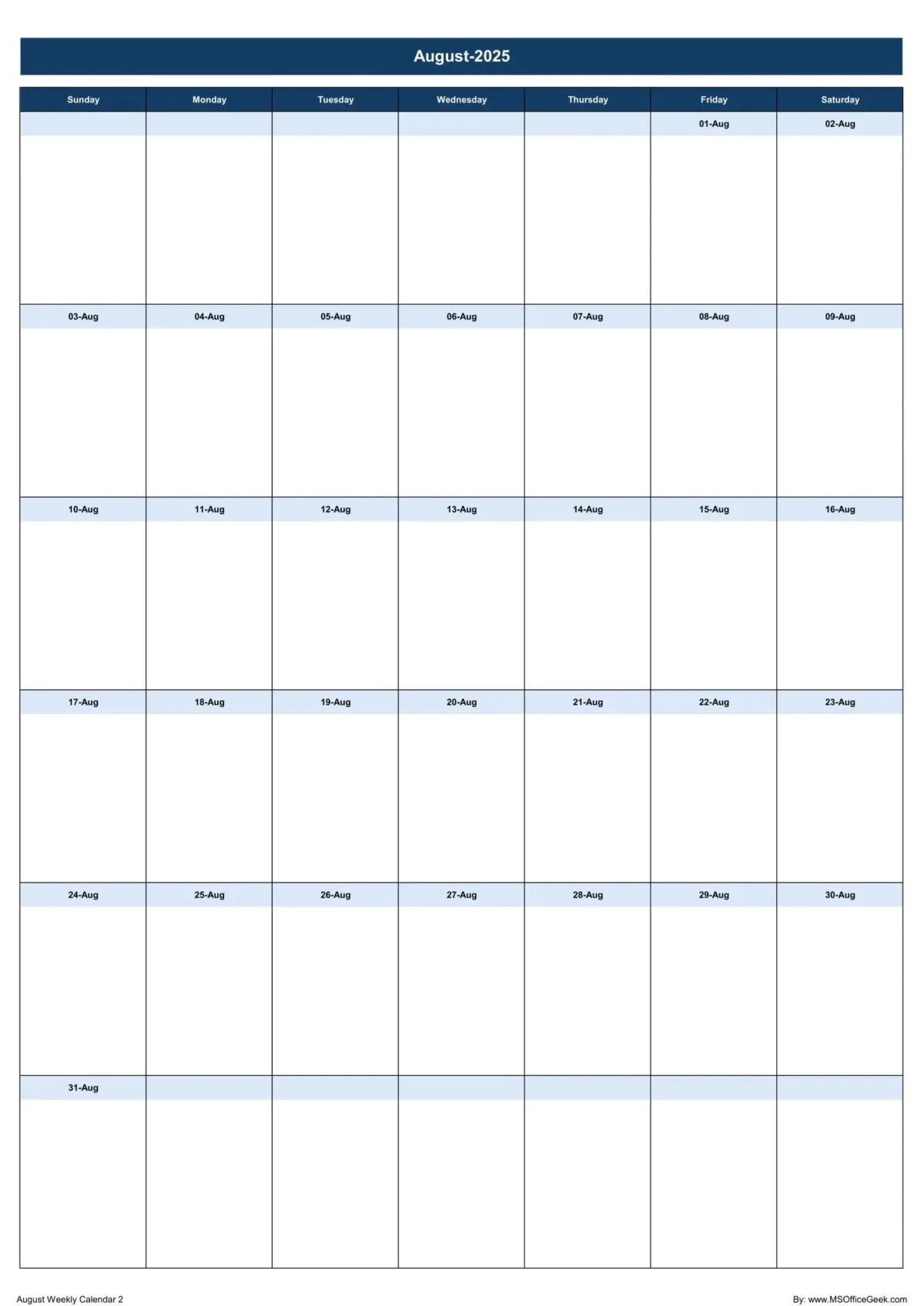 Ready To Use Printable Weekly Calendar 2025 MSOfficeGeek Ready To Use Printable Weekly Calendar 2025 MSOfficeGeek