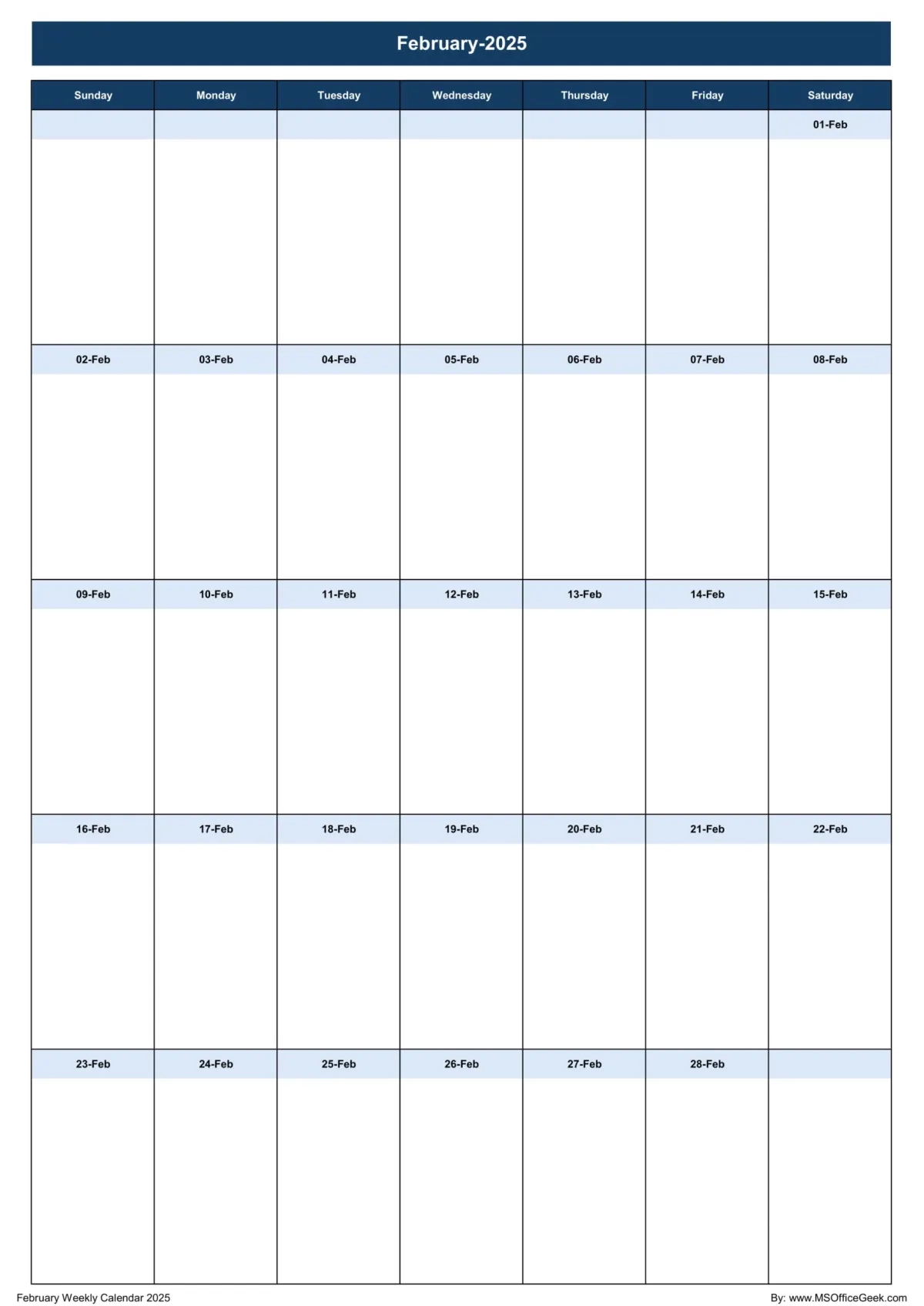 Ready To Use Printable Weekly Calendar 2025 MSOfficeGeek