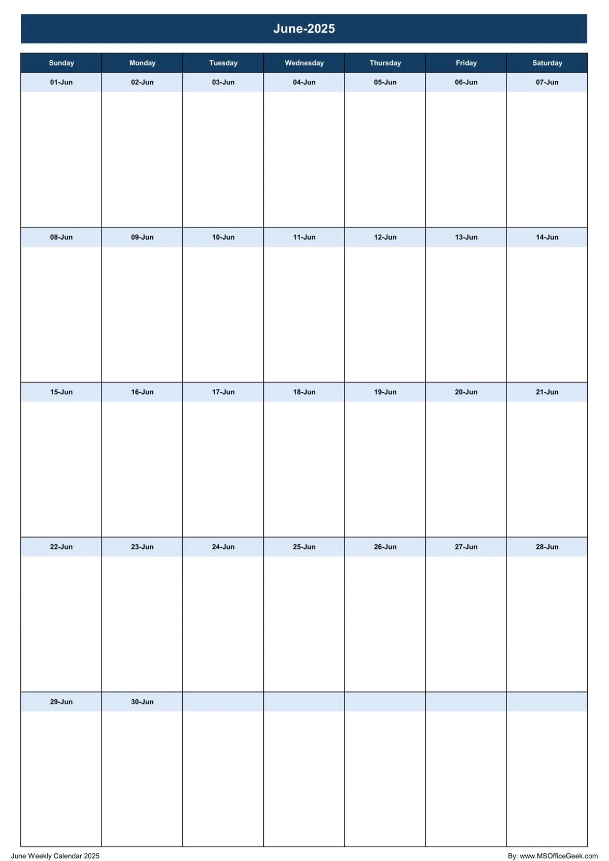Ready To Use Printable Weekly Calendar 2025 MSOfficeGeek