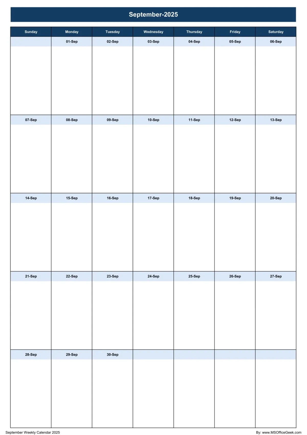 Blank Calendar Templates 2025
