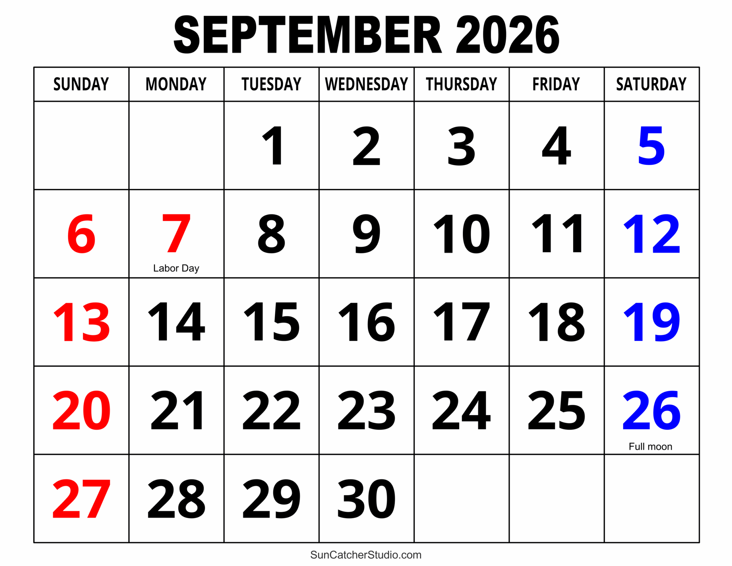 Blank Calendar For September 2026 Printable Blank Calendar For September 2026 Printable