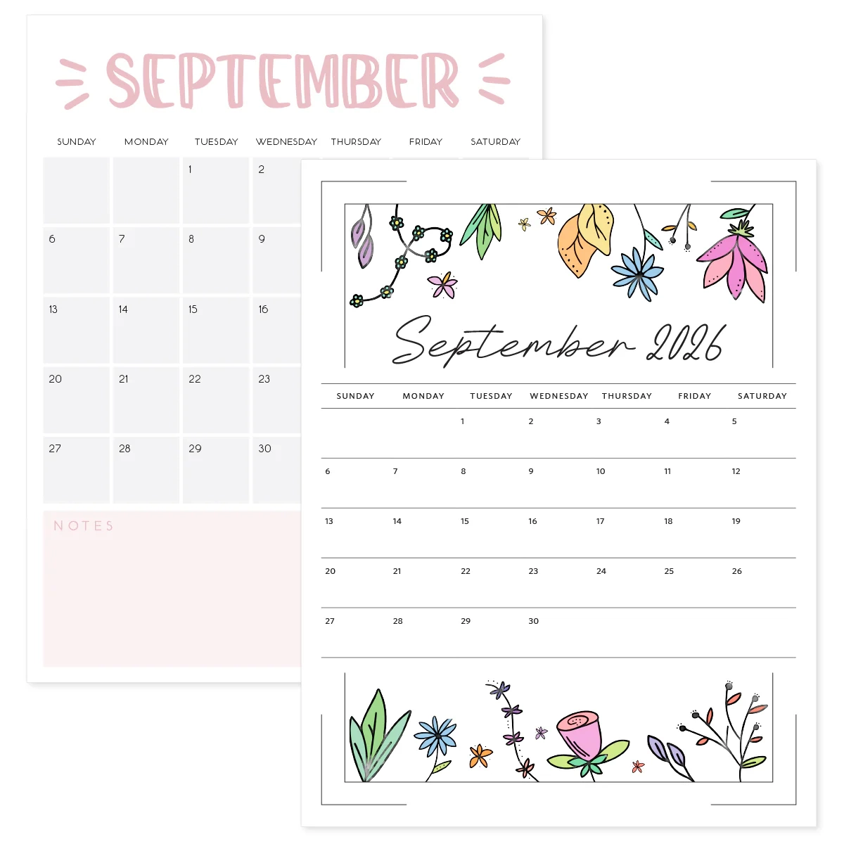 September 2026 Blank Calendar Printable Free September 2026 Blank Calendar Printable Free