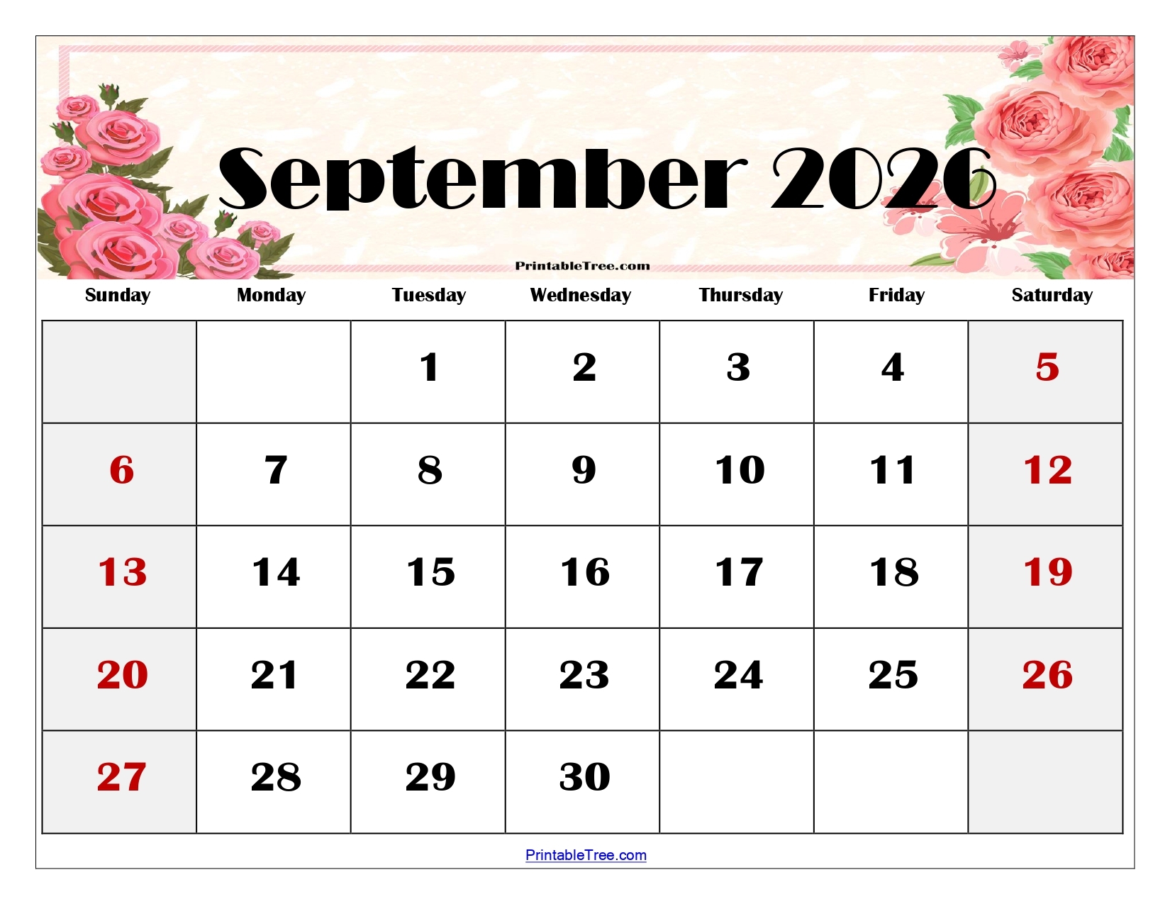 Blank September 2026 Calendar Printable Free Download Blank September 2026 Calendar Printable Free Download