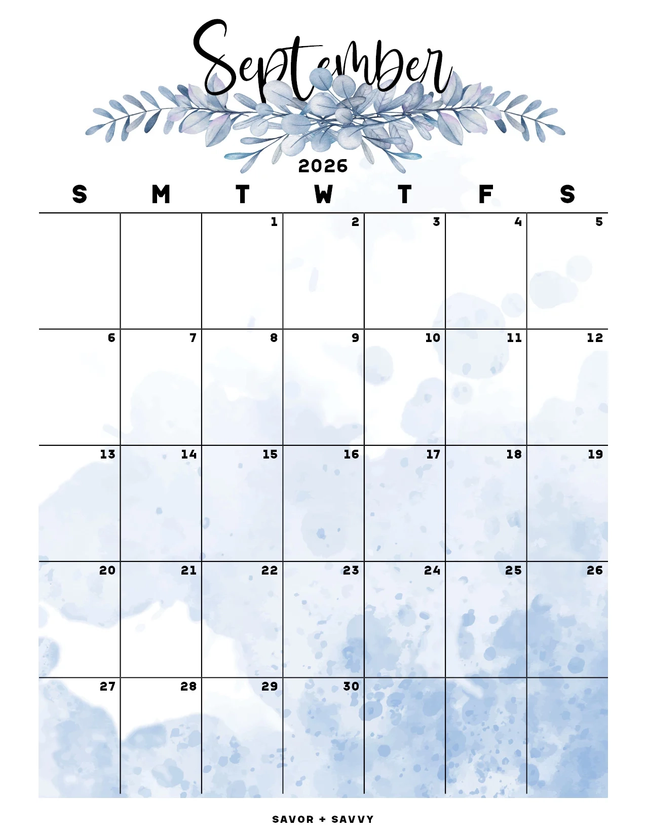 September 2026 Calendar Templates 14 Free Printables Savor Savvy September 2026 Calendar Templates 14 Free Printables Savor Savvy