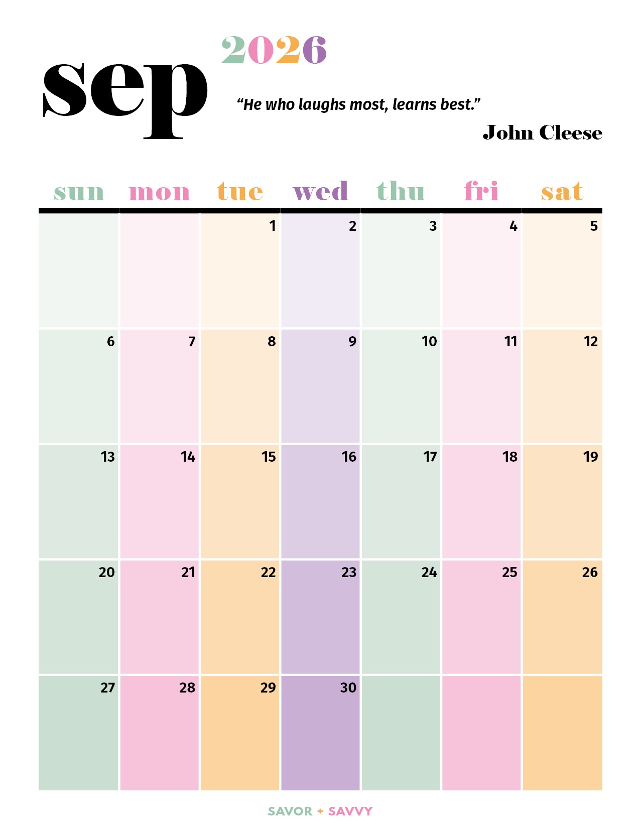 September 2026 Calendar Templates 14 Free Printables Savor Savvy September 2026 Calendar Templates 14 Free Printables Savor Savvy