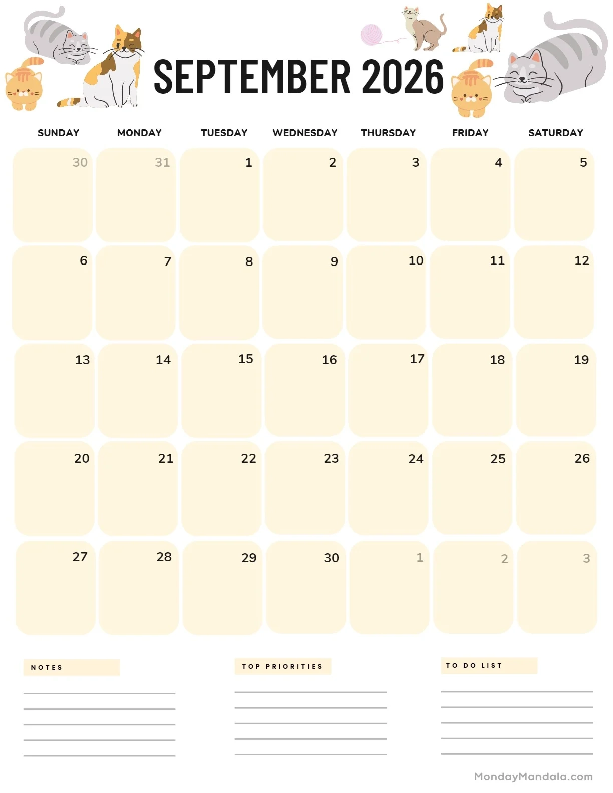 September 2026 Calendars 52 Free PDF Printables 