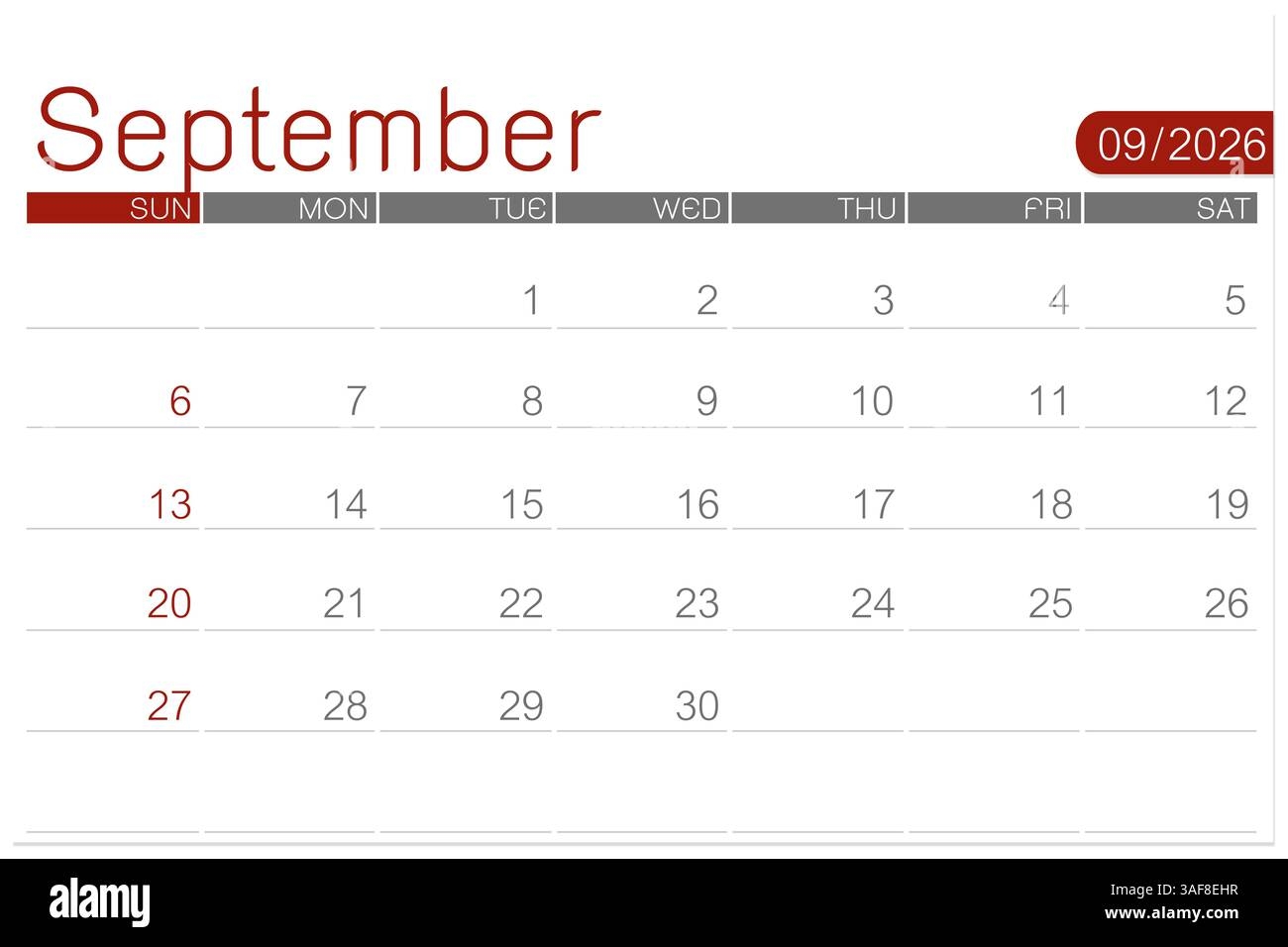 September 2026 Calendar Blank Calendar Pages