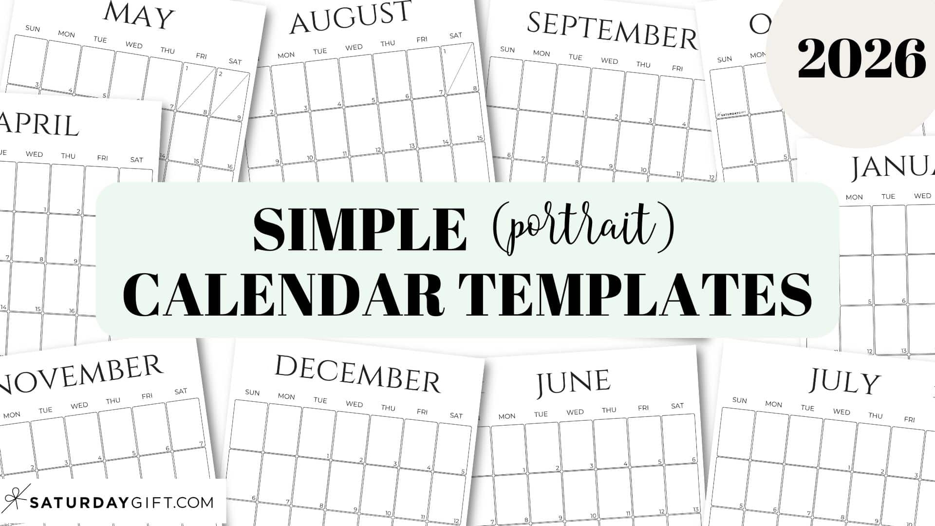Simple Calendar 2026 Free Printable Vertical Calendars Simple Calendar 2026 Free Printable Vertical Calendars