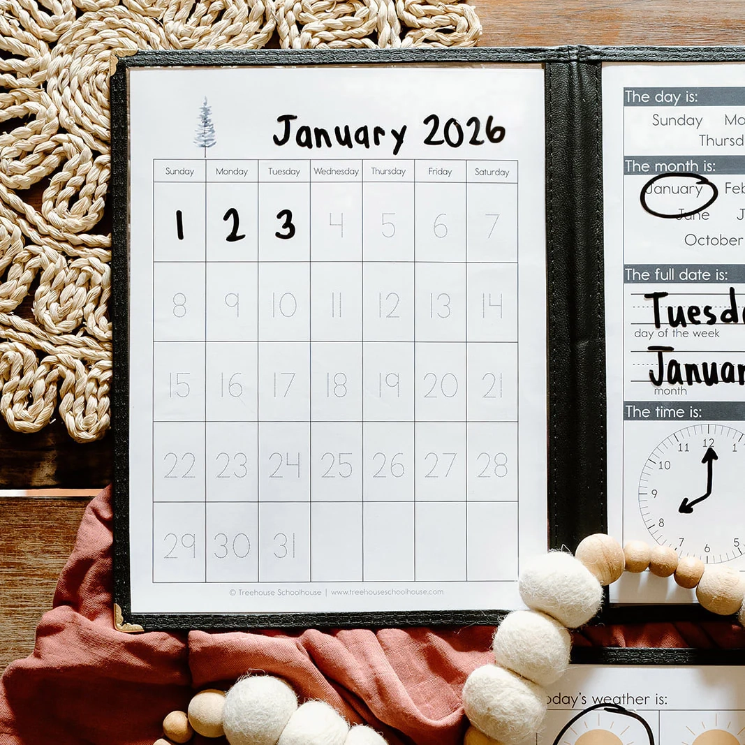 Traceable Monthly Calendar 2025 2026 Treehouse Schoolhouse