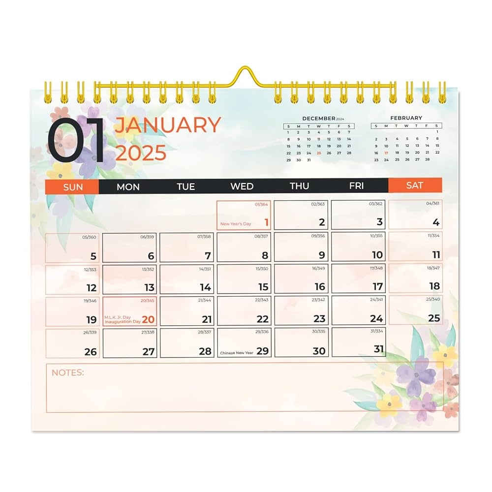 Wall Calendar 2025 2026 Jan 2025 June 2026 18 Month Planner 14 8 X 12 Holidays Julian Dates Large Blocks Spiral And Twin Wire Binding Hanging Hook Perfect Organizer For Home Office Buy