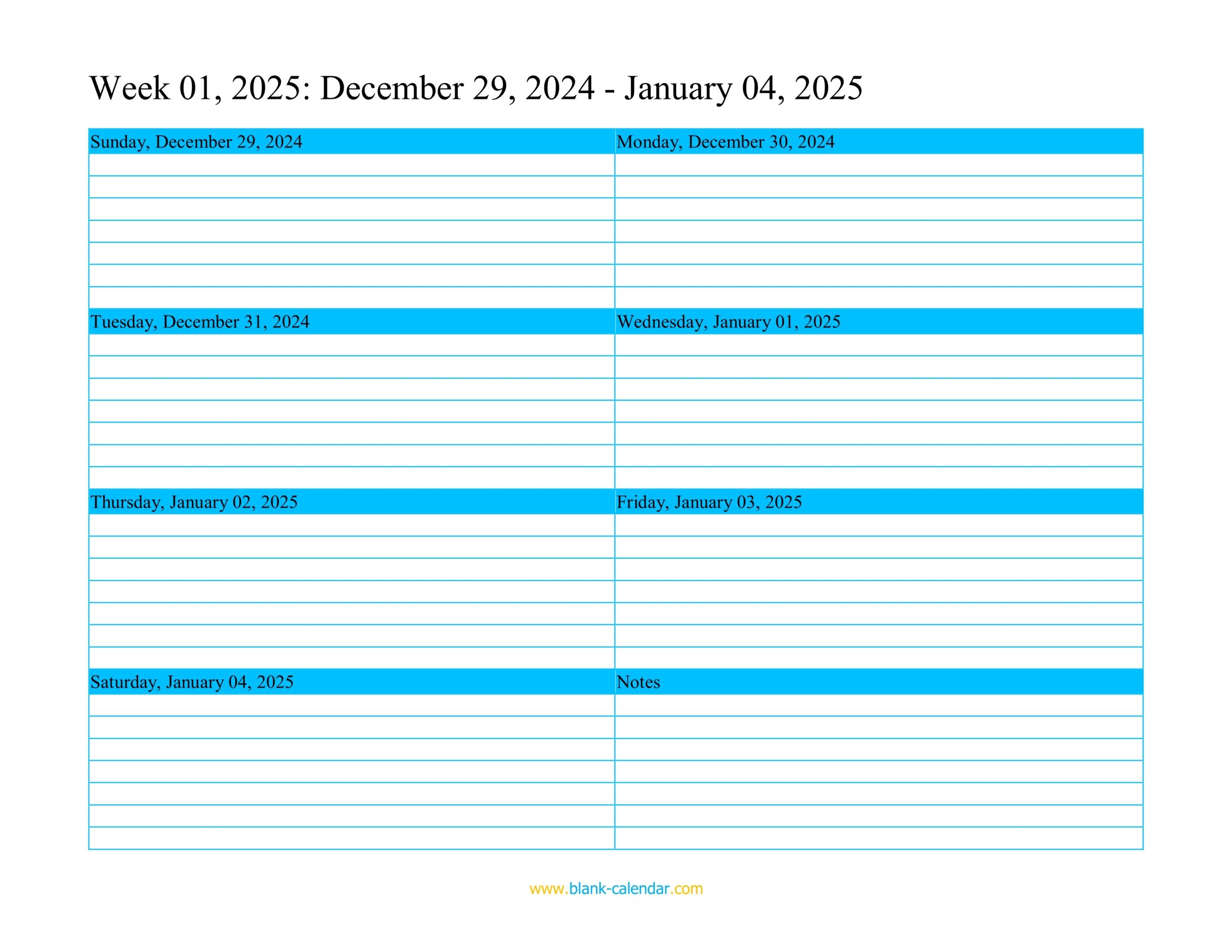 Weekly Calendar 2025 WORD EXCEL PDF Weekly Calendar 2025 WORD EXCEL PDF