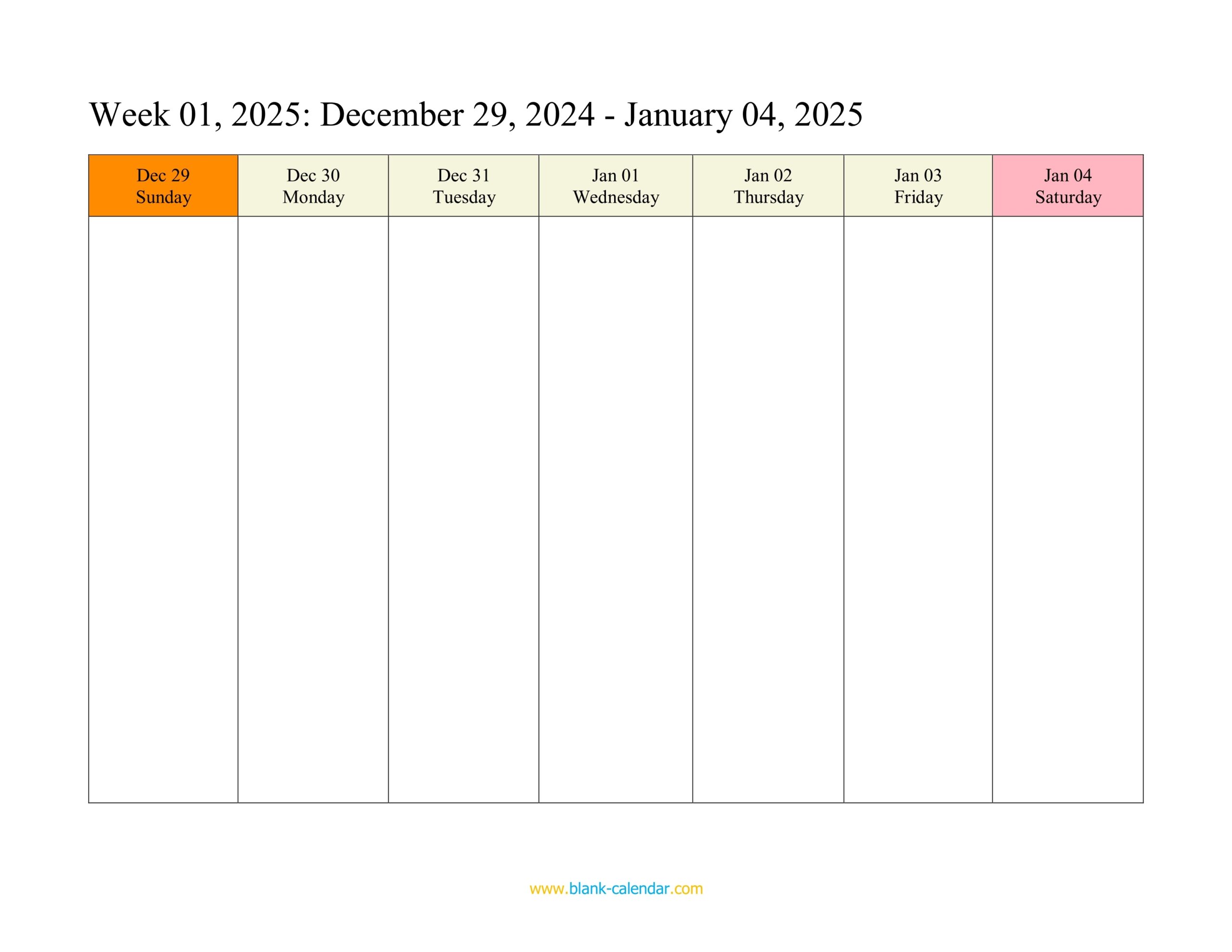 Weekly Calendar 2025 WORD EXCEL PDF Weekly Calendar 2025 WORD EXCEL PDF