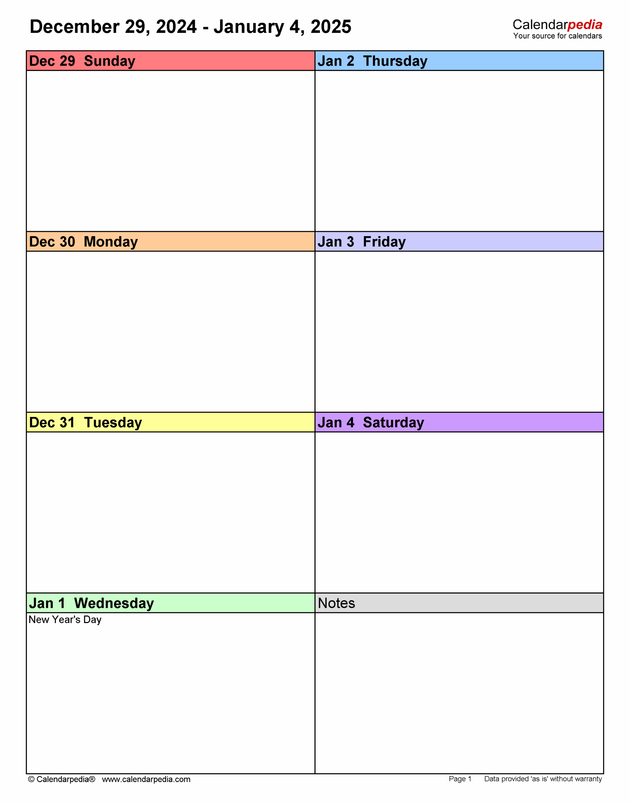 Free Printable Blank Weekly Calendar 2025 Free Printable Blank Weekly Calendar 2025
