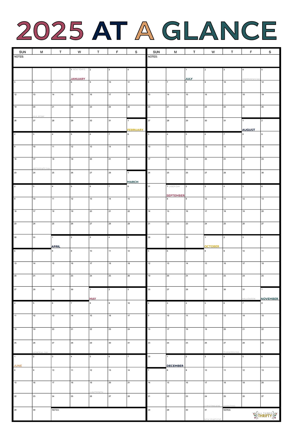 Year At A Glance FREE Printable Calendar All Things Thrifty Year At A Glance FREE Printable Calendar All Things Thrifty