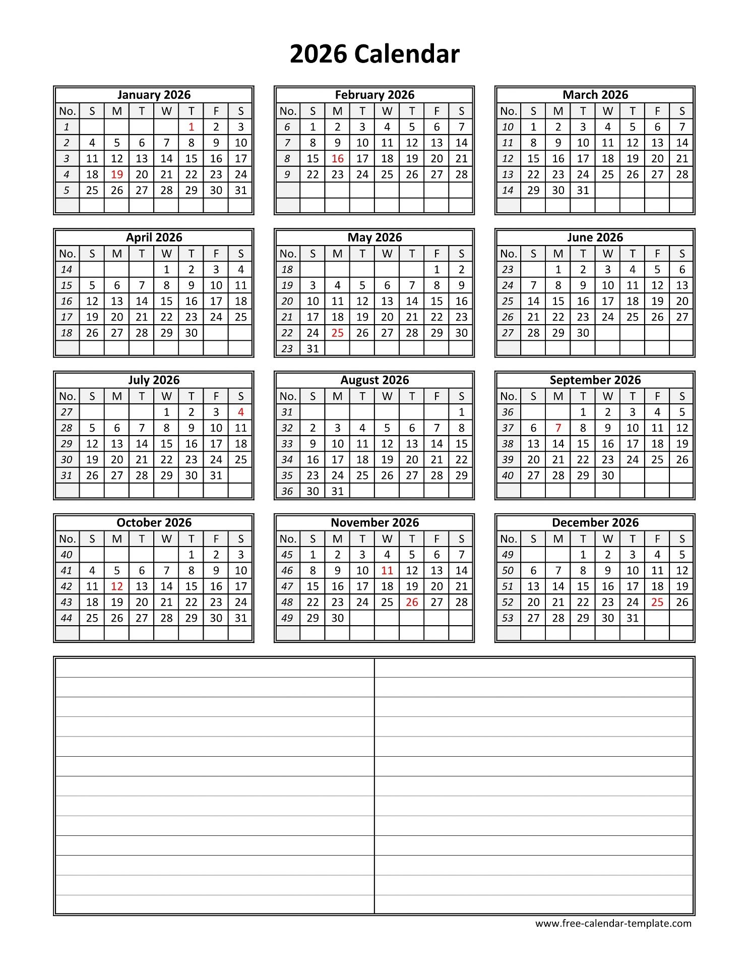 February 2026 Calendar With Holidays
