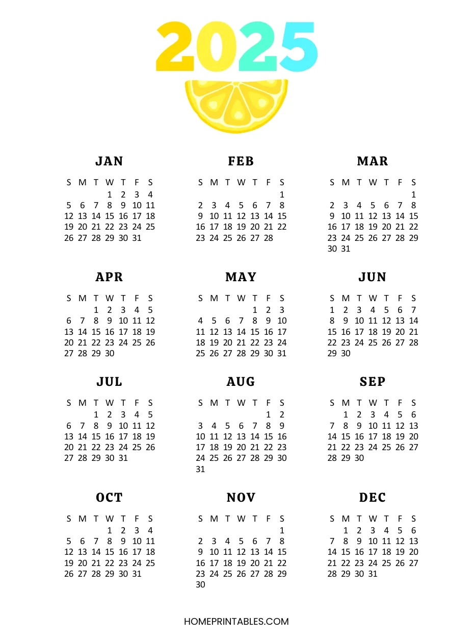 2025 Calendar Printable Template Free