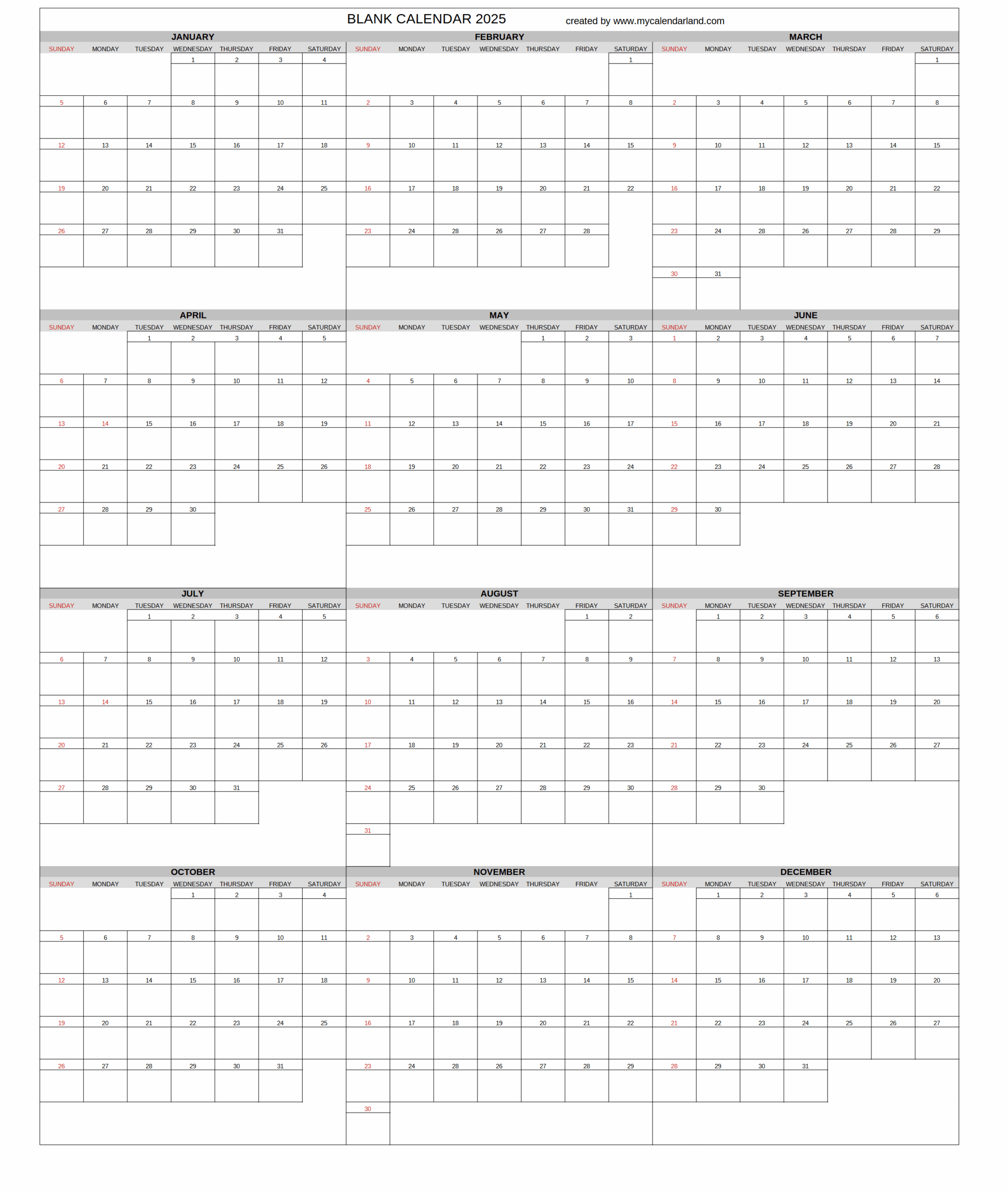 Yearly Printable Calendars For Free My Calendar Land Yearly Printable Calendars For Free My Calendar Land