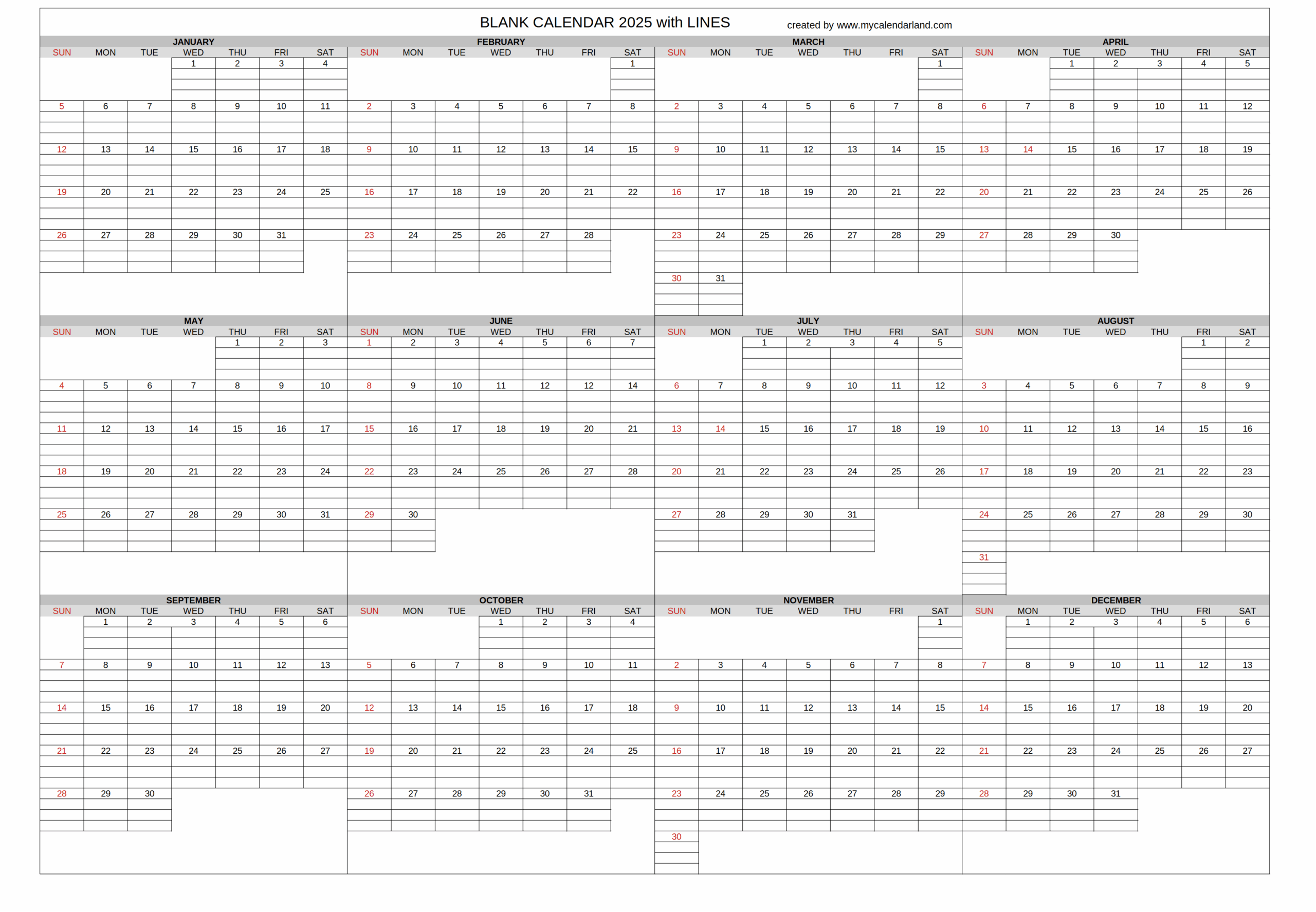Yearly Printable Calendars For Free My Calendar Land Yearly Printable Calendars For Free My Calendar Land